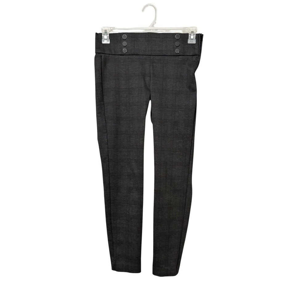 Zara Trafaluc Plaid Legging Pants Black Burgundy Stretch Slim Fit Size L